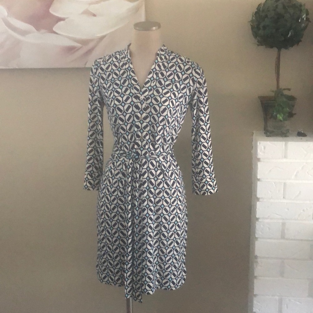 Dm Collection Belted Print Dress View 2